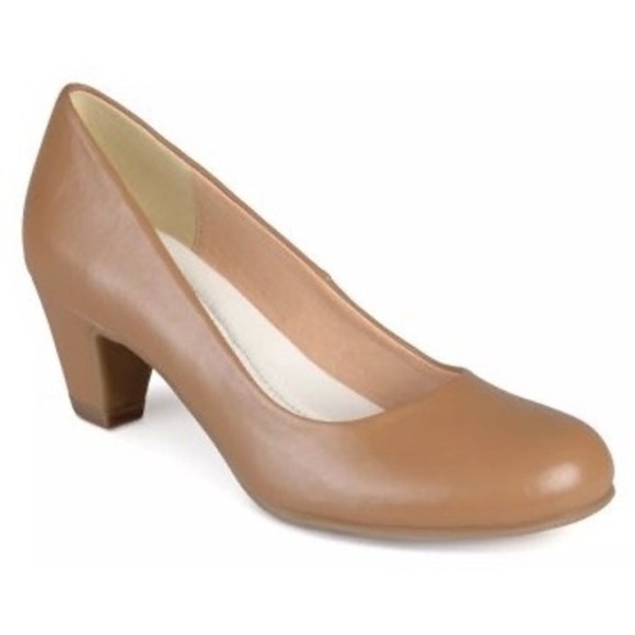 Journee Collection Shoes - Journee Collection LUU Pump Faux Leather Almond Toe Block Heel Chestnut Sz 7.5